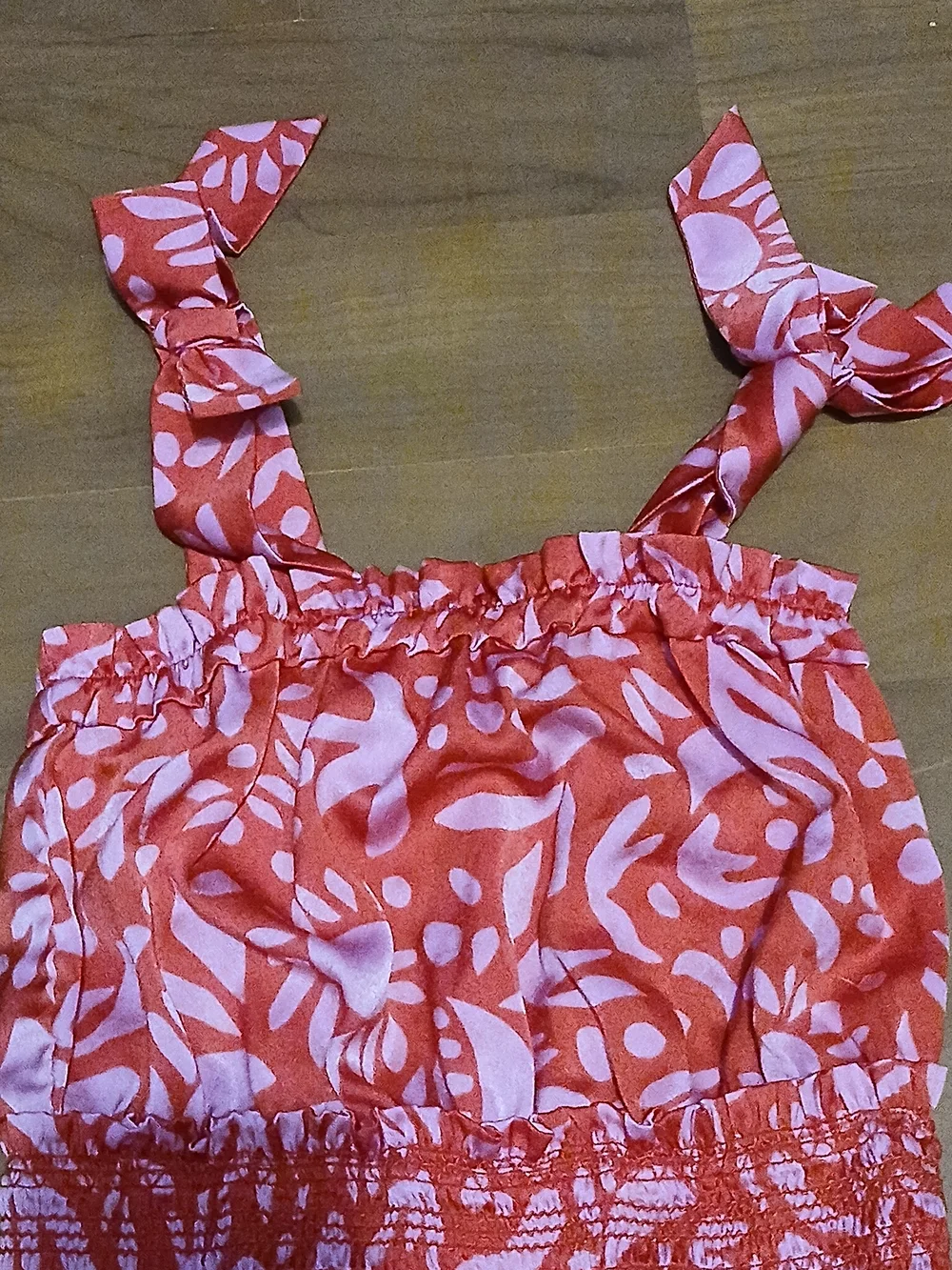 Girls Sleeveless Tie-Shoulder Floral Summerdress - Coral Pink